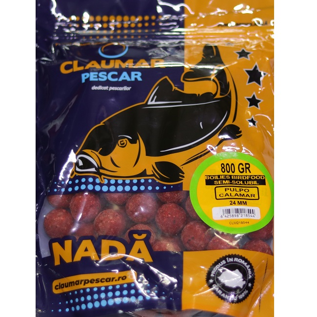 Boilies Claumar Birdfood Semi-Solubles Squid&Octopus 800 Gr 24mm