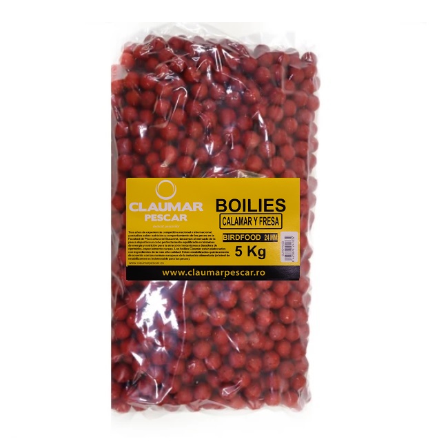 Boilies Claumar Birdfood Duro Squid & Fresa 24mm 5 kg