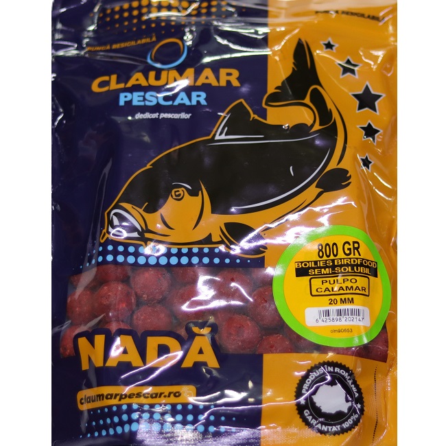 Boilies Claumar Birdfood Semi-Solubles Squid&Octopus 800 Gr 20mm