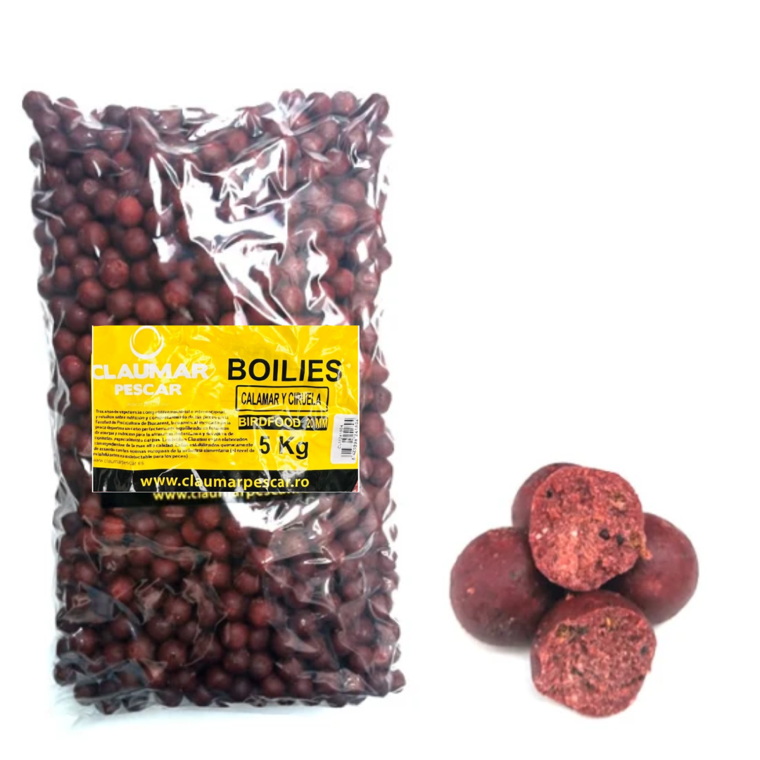 Boilies Claumar Birdfood Semi-Solubles Squid & Ciruela 20mm 5 kg