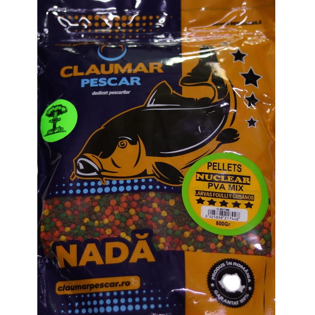 Pellets Claumar Nuclear Pva Mix Larvas Foulli Y Gusanos 800gr