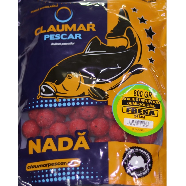 Boilies Claumar Birdfood Semi-Solubles Fresa 24mm 800gr