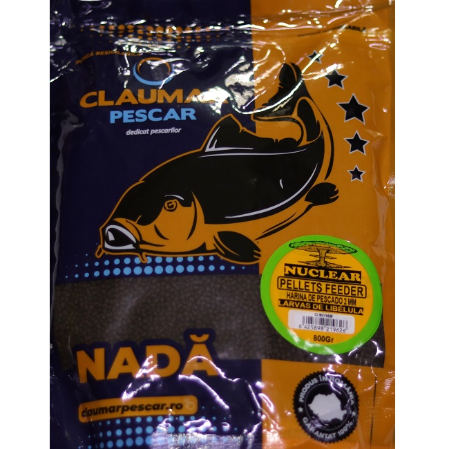 Pellets Feeder Claumar Nuclear Harina De Pescado Larvas De Libelula 2mm 800gr