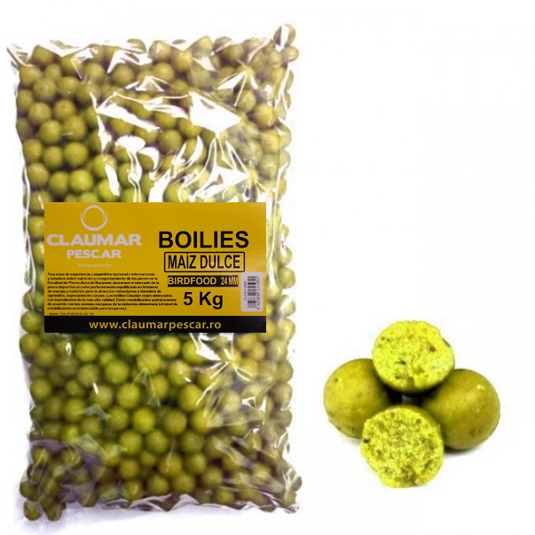 Boilies Claumar Birdfood Semi-Solubles maiz Dulce 24mm 5 kg