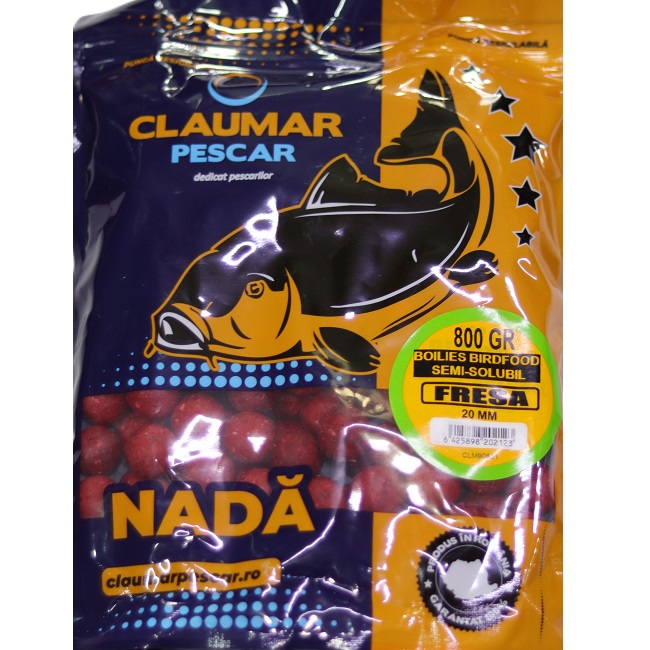 Boilies Claumar Birdfood Semi-Solubles Fresa 20mm 800gr