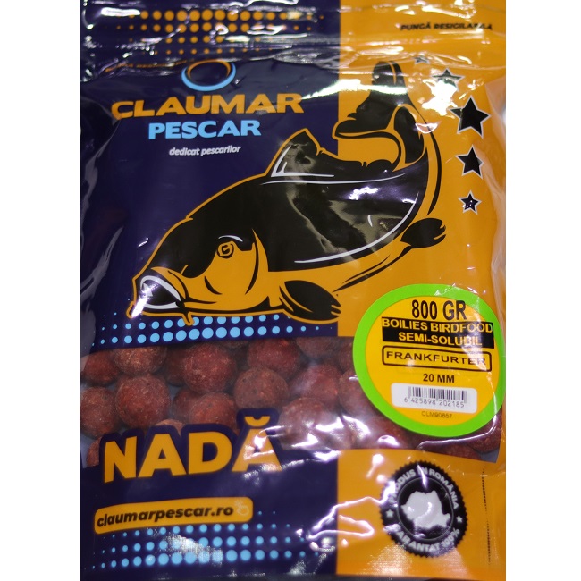Boilies Claumar Birdfood Semi-Solubles Frankfurter 20mm 800gr