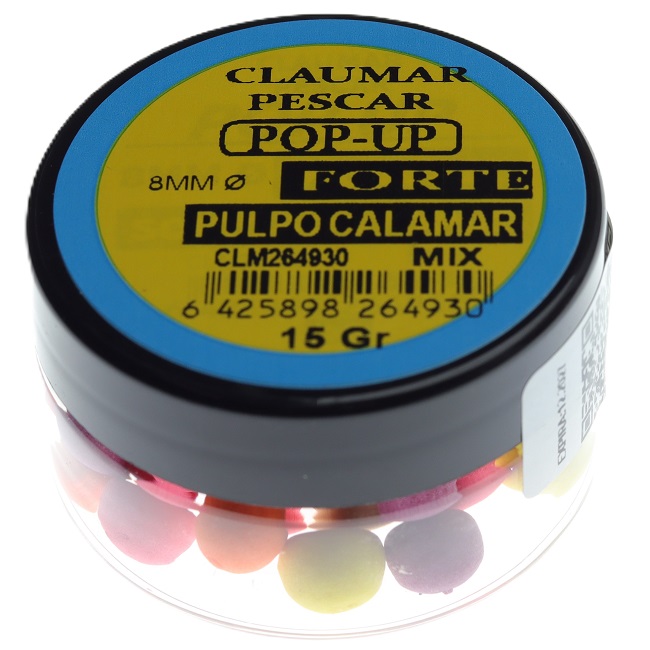 Pop Up Claumar Calamar Pulpo Forte Mix Color 15Gr 8mm