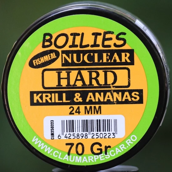 Boilies Claumar Fishmeal Nuclear Hard Krill-piña 24 mm 70 g