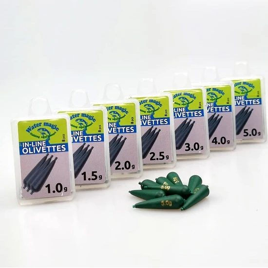 Plomos pasante Water Magic color verde oliva, 8 piezas, 4,00 g
