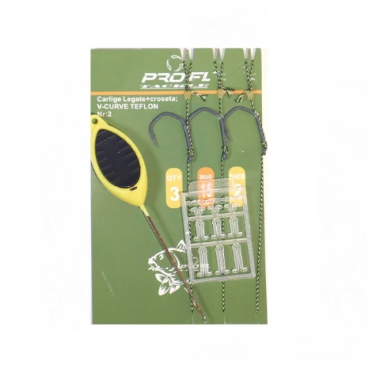 Juego de 3 anzuelos atados más anzuelo y tope n.° 8, 15 lb Pro Fl