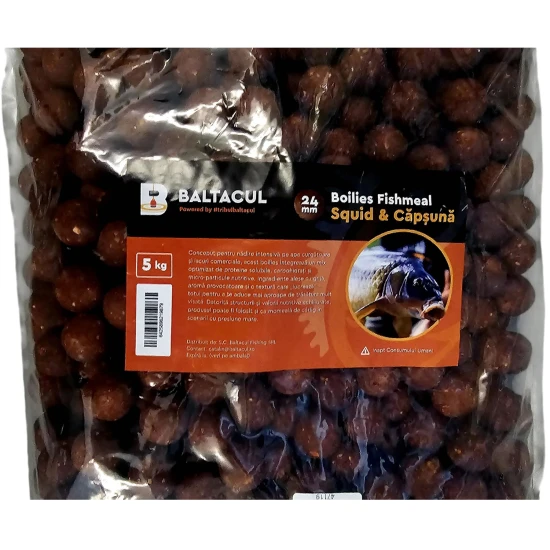 Boilies Baltacul Fishmeal, calamar y fresa, 24 mm, 5 kg