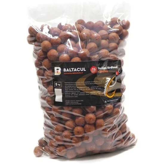 Boilies Baltacul Birdfood, Semi-solubles, sabor fresa, 24 mm, 5 kg